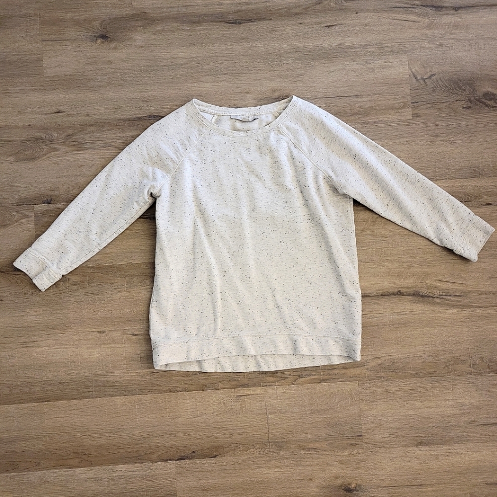 White flecked with black Loft 3/4 sleeve lightweight  sweatshirt size xs